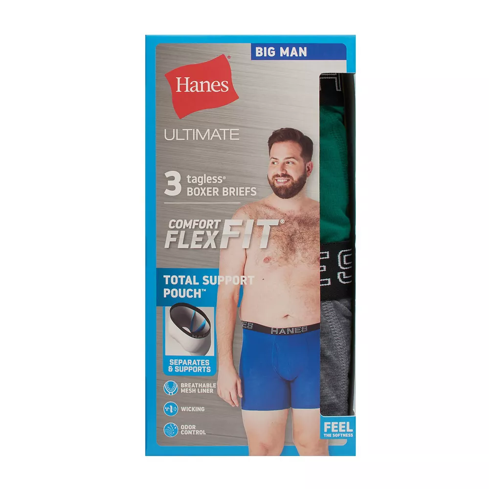 Big & Tall Hanes Ultimate® Comfort Flex Fit® Total Support Pouch® 3-Pack Boxer Brief 6 Big & Tall Hanes Ultimate® Comfort Flex Fit® Total Support Pouch® 3-Pack Boxer Brief - Image 4