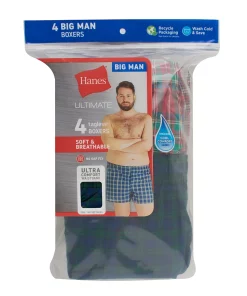 Big & Tall Hanes Ultimate® Cool Comfort® 4-Pack Boxers -Mens Hanes Clothing Shop 5703710 ALT3