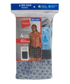 Big & Tall Hanes Ultimate® Cool Comfort® 4-Pack Woven Boxer 8 Big & Tall Hanes Ultimate® Cool Comfort® 4-Pack Woven Boxer -Mens Hanes Clothing Shop 5703920 ALT2