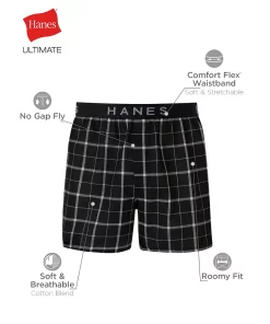 Big & Tall Hanes Ultimate® Cool Comfort® 4-Pack Woven Boxer 9 Big & Tall Hanes Ultimate® Cool Comfort® 4-Pack Woven Boxer -Mens Hanes Clothing Shop 5703920 ALT5