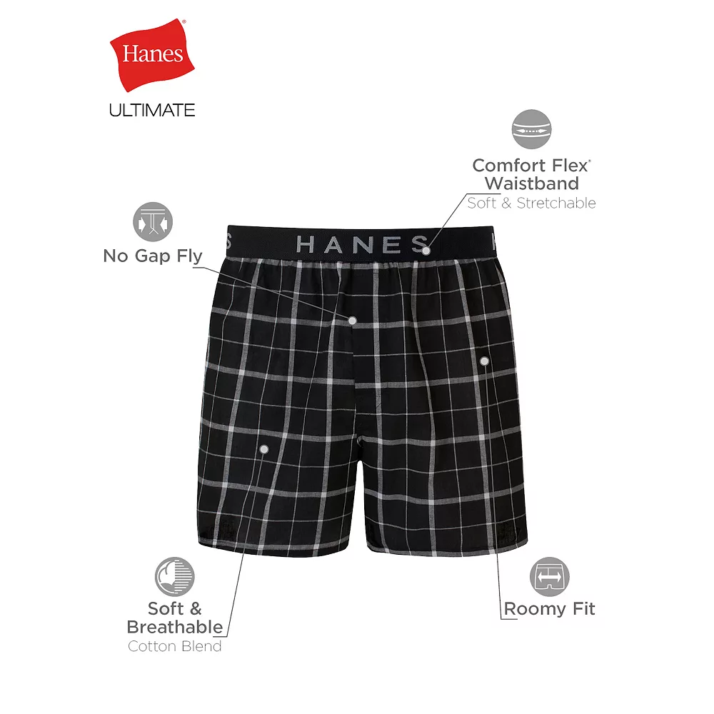 Big & Tall Hanes Ultimate® Cool Comfort® 4-Pack Woven Boxer 6 Big & Tall Hanes Ultimate® Cool Comfort® 4-Pack Woven Boxer - Image 4