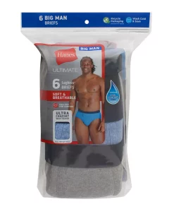 Big & Tall Hanes Ultimate® Cool Comfort® Brief 6-Pack -Mens Hanes Clothing Shop 5703926 ALT2