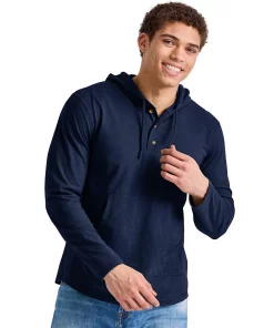 Men's Hanes Originals Tri-blend Jersey Hoodie -Mens Hanes Clothing Shop 5737305 Athletic Navy Heather