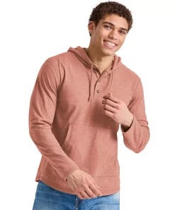 Men's Hanes Originals Tri-blend Jersey Hoodie -Mens Hanes Clothing Shop 5737305 Sandalwood Red Heather
