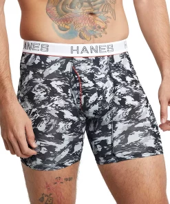 Men's Hanes Ultimate® Comfort Flex Fit® Lightweight Mesh Cotton Modal Boxer Briefs -Mens Hanes Clothing Shop 5805703 Black Gray Camo