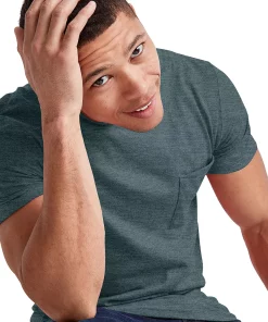 Men's Hanes Originals Tri-Blend Jersey Pocket Tee -Mens Hanes Clothing Shop 5942054 ALT3