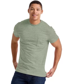 Men's Hanes Originals Tri-Blend Jersey Pocket Tee -Mens Hanes Clothing Shop 5942054 Equilibrium Green