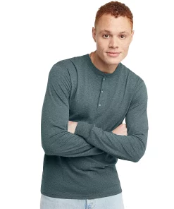 Men's Hanes Originals Tri-Blend Henley -Mens Hanes Clothing Shop 5942057 Cactus Pe Heather