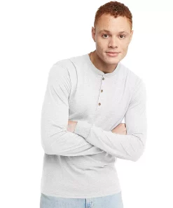 Men's Hanes Originals Tri-Blend Henley -Mens Hanes Clothing Shop 5942057 Eco White
