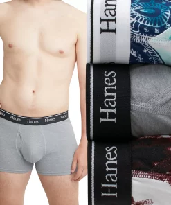 Men's Hanes® Originals Ultimate 3-Pack Trunks with Moisture-Wicking Stretch Cotton -Mens Hanes Clothing Shop 5949050 Gray Assorted